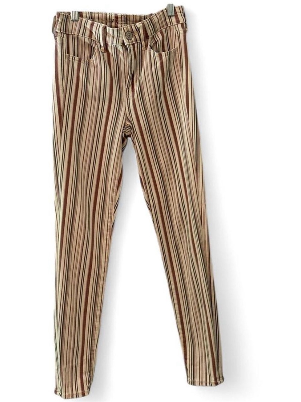 American Eagle Outfitters Striped Skinny Pants in Brown and Cream